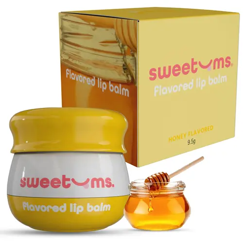 Honey Flavored Lip Balm – Hydrating Vegan Lip Balm with Mirror & Applicator | Sweet, Silky, Kissable Moisture Honey Scent and Flavor | Gift for Her Made with Jojoba Oil Gift Under $15 Moisturizing Lip Balm Lip Moisturizer Smooth Lip Balm