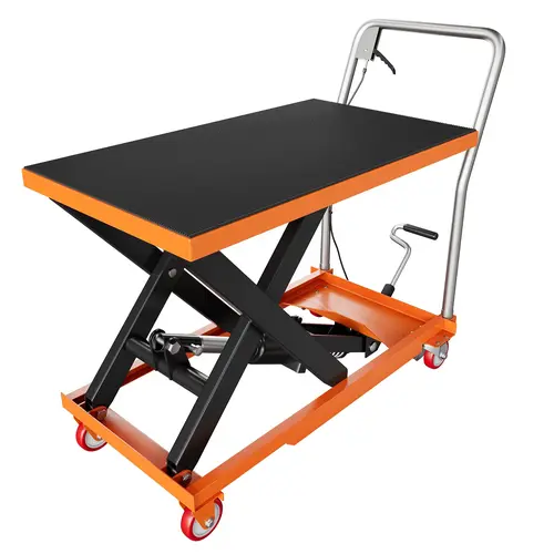 【Garvee】1100lbs Hydraulic Lift Table Cartwith  500lbs, and 330lbs Capacities, Manual Double Scissor Lift Table with Foot Pedal Pump, 50" Max Lifting Height, Locking Casters and Non-Slip Platform for Warehouse, Workshop & Garage,toolupgrade