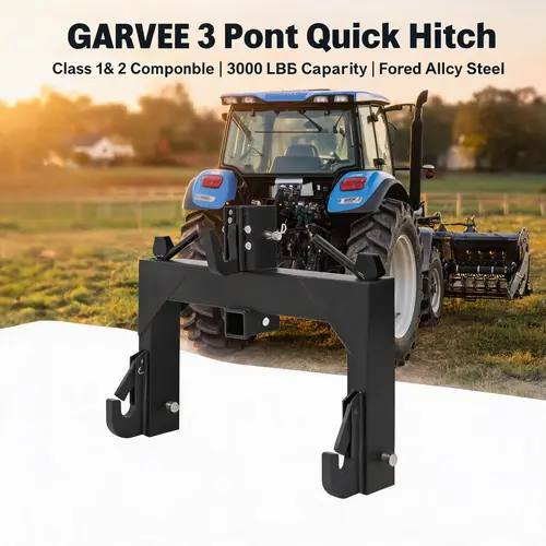 【Fathersdaygift】GARVEE 3 Point Quick Hitch, designed for tractors with a robust 3000 lbs lifting capacity. Available in vibrant colors, it's perfect for efficient and reliable agricultural tasks., Farmers, Adjustable Hook, Tractor, Quick Connect, Tractor,