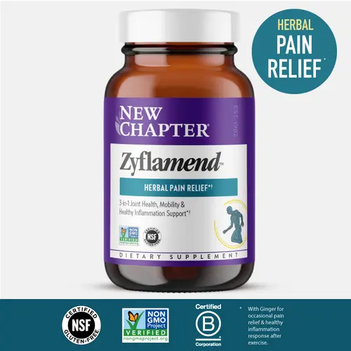 New Chapter Zyflamend Herbal Pain Relief+ & Joint Supplement + 10-in-1 Superfood Blends with Ginger & Turmeric for Healthy Inflammation Response - 60ct All Natural Supplement Herbal Supplement Capsules