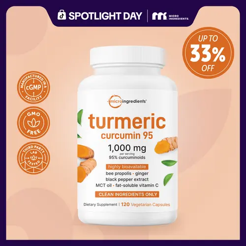 Micro Ingredients Turmeric Curcumin 1,000mg | 95% Curcuminoids with Black Pepper & MCT Oil for Ultimate Absorption, No Filler, No GMO - 120 Vegetarian Capsules