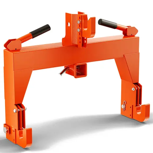 GARVEE 3 Point Quick Hitch to Category 1 and 2 Tractors，3000 LBS Lifting Capacity Tractor Quick Hitch Between Lower Arms Attachments Quick Hitch with 2 Receivers,Orange,toolupgrade
