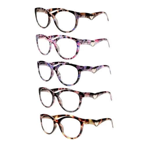 DEAAOK 5-Pack Fashion Reading Glasses Blue Light Glasses for Women with Spring Hinge  Classic Elegant Artistic Eyeglasses