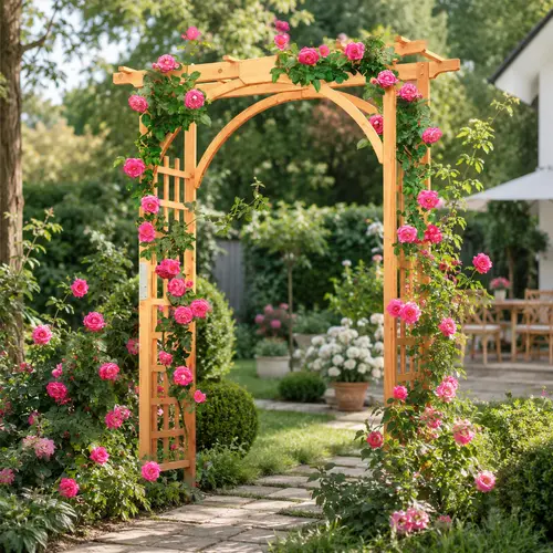 Yaheetech 85in Classic Wooden Trellis for Climbing Plants Outdoor, Arch Arbor Garden Building, Decorative Brown Plant Stand for Garden Yard Home Improvement, Arch Trellis Garden Buildings