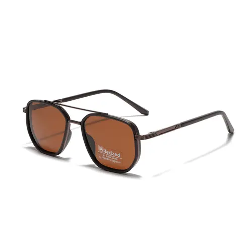 Women's Vintage Flattop TR90 Square Frames Sunglasses, Polarized Double Bridge Full Rim Eyewear with UV400 Protection & Polycarbonate Lenses That Cut Glare - High Quality Eyewear Fashion for Casual Wear