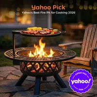 BALI OUTDOORS 2-in-1 Wood Fire Pit with Grill 360° Rotated for Backyard Camping Tailgating Party Heavy Duty Firepit