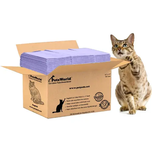PetsWorld Cat Litter Box Pads - Universal Fit Disposable Litter Pad Refills for Drawer-Style Litter Boxes, Super Absorbent Odor Control, Fresh Scent or Unscented
