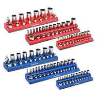 CASOMAN Magnetic Socket Organizer Kit (6 Pieces) – 1/2-in, 3/8-in, 1/4-in Drive, Holds 143 SAE & Metric Sockets, Red & Blue, Polypropylene & Ferrous Metal Build, Organization Storage, High-Contrast Size Marking, Durability & Longevity,  #toolupgrade