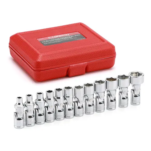 CASOMAN 12PCS 1/4" Drive Metric CR-V Hex Bit Socket Wrench Set - 5mm-15mm 6-Point Grip, 360-Degree Swivel Head, Corrosion Resistant, 50BV30 Steel Stands Up to Daily Use, Tight Space Reach, Father's Day Gift sohochic,toolupgrade