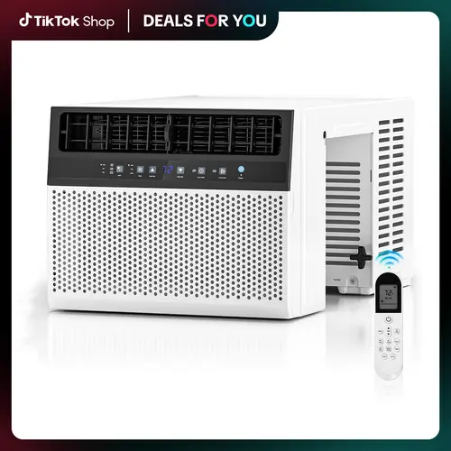 ZAFRO Window Type Air Conditioner with Ac Cooling, Multi-Function Home AC Unit for 450sq.ft Rooms, Dehumidifier Mode, 3 Fan Speeds, 24H Timer, Saddle Mount, Quiet Operation
