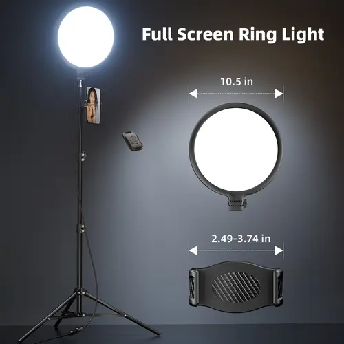 【BackToSchool】Weilisi 10.5in Dimmable LED Ring Light - Aluminum Camera Accessories with 69in Tripod Stand, Mobile Phone Holder, Remote - for Streamers, Makeup, Selfie Photography, Full Screen Content Creation