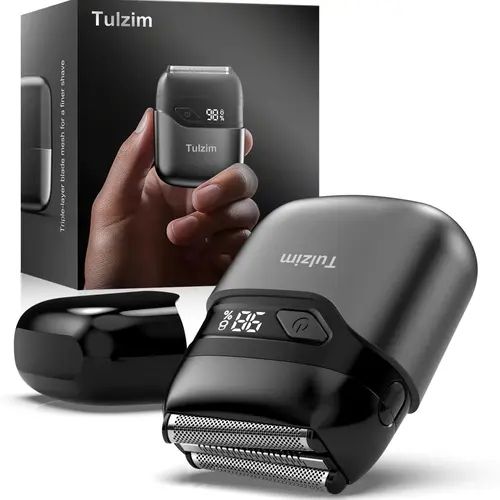 [Tiktokshopstockup]Upgraded Mini Electric Shaver for Men, Foil Shaver for Men with 3 Blade Heads Floating Head IPX7 Waterproof Wet/Dry LED Display USB Type C Shave Revolution Luggage Electric Shaver