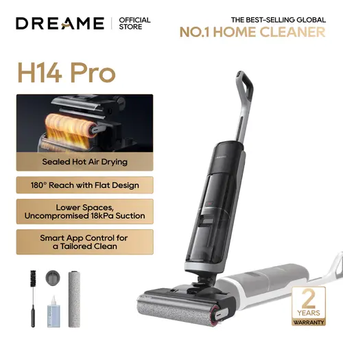 DREAME H14 Pro Lite Vacuum Mop, Wet Dry Vacuum Cleaner, 180° Lie-Flat Vacuum Mop, 140°F Washing and Fast Hot Air Drying, Powerful 17kPa Suction Floor Cleaner Machine, Easy GlideWheel Movement, Smart App Control,back to school,back to school haul