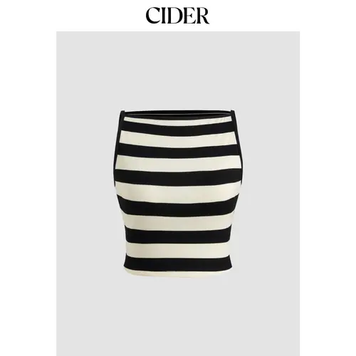 Cider Boat Neckline Striped Crop Tank Top