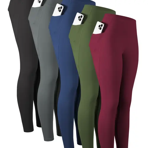CHRLEISURE 3/5/6-Pack High Waisted Sports Leggings with Pockets for Women - Soft Athletic Tummy Control Pants for Running Cycling Yoga Workout Leggings