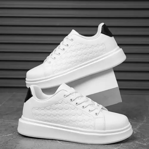 Men's All-Season Casual, Sports Shoes, All Seasons Sneakers, Trainer, PU Leather Round Toe, Sporty Patchwork Design, Breathable Eva Sole, Comfortable Daily Wear