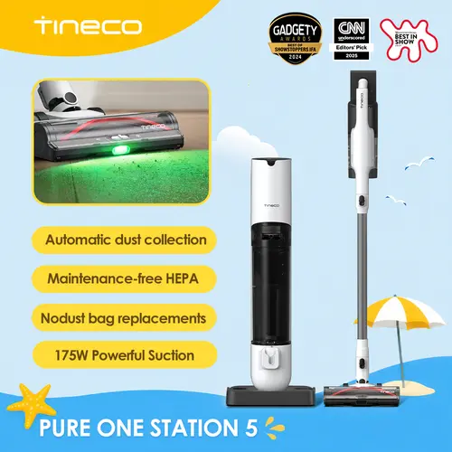 TINECO PURE one Station 5 Cordless Smart Vacuum - 2.5L Auto Dust Base, Full-Path Self-Cleaning, 175W Suction, ZeroTangle Tech, iLoop Smart Sensor for Hard Floors & Carpets, Cordless Handheld Vacuum,back to school,back to school haul,sohochic