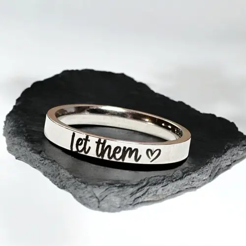 modmints Engraved "Let Them" Artificial Gemstone Ring - Non-Tarnish Stainless Steel Jewelry, Tarnish Resistant Anniversary Ring for Women, Inspirational Self-Care Accessory, Mother's Day Gift