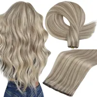 Full Shine Genius Weft Hair Extensions Natural Straight Real Human Hair 50G-60G Tied Double Weft Extensions Remy Hair Weft Extensions For Women Sew In Hair Extensions #sohochic #TikTokShopBackToSchool