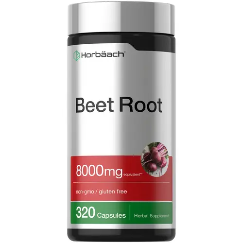 Horbäach Beet Root Powder Capsules 8000mg - 320 Pills - Non-GMO, Gluten Free Formula - High Potency Herbal Extract Supplement