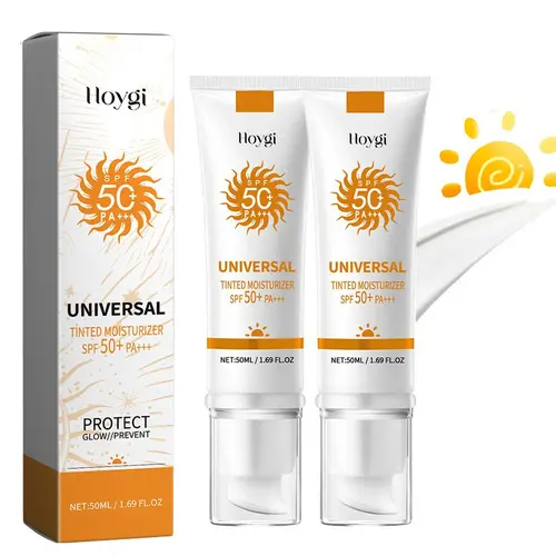 Sunscreen to prevent sunburn and tanning, Universal Tinted Face Moisturizer Sunscreen, SPF 50 PA+++ Outdoorfun Facial Daily Repairing Soothing Sunblock Water Proof Skin Repair Hydrate Moisture,travel essentials