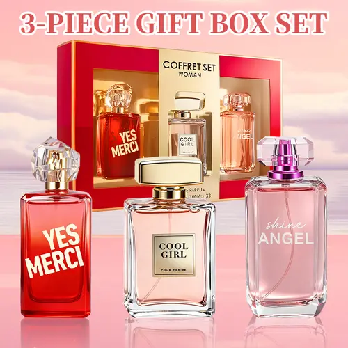 3-Piece Set，Women's Eau De Parfuma Spray Gift Box, Long Lasting Fragrance, 3 Different Flavor, Perfect for Holiday Gifts, Dating, Daily Life, Parties, 3.4fl.oz/bottle, Perfect For Dating, Daily Life, Parties, Gift Giving
