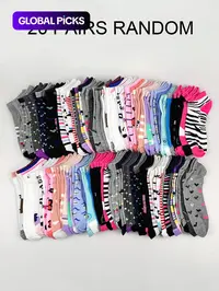 10/20 Pairs Colorful Fun Patterns Low Top Ankle Socks, Cute Novelty Breathable Socks for Spring Summer, Casual Slim-Fitting Knit Heart Design, Striped Ankle Socks, Graphic Ankle Socks