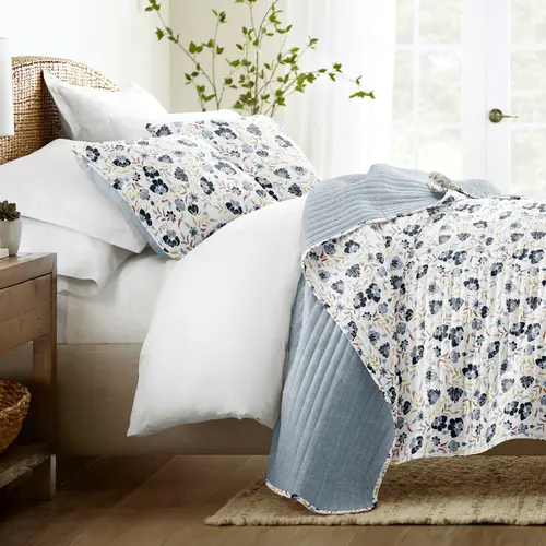 French Jacobean Reversible Quilted Coverlet Set