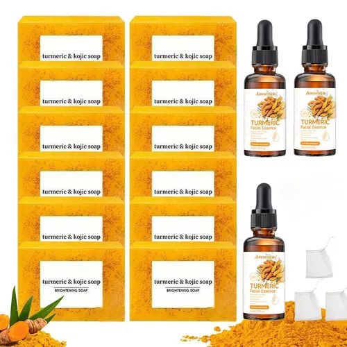 Turmeric Soap & Essential Oil Skin-Friendly Body Care Multi-Pack - Hydrating, Gentle Cleansing, Nourishing, Soothing, Suitable for Men & Women, Leaves Skin Soft, Smooth & Radiant