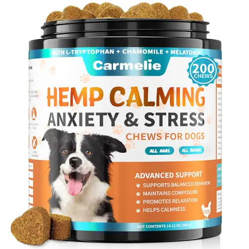 #backtoschool #sohochic Carmelie Advanced Calming Chews for Dogs – Dog Composure & Relaxation Treats, Soft Chews with Valerian Root & Chamomile, Tasty Chicken Flavor Pet Supplies Natural