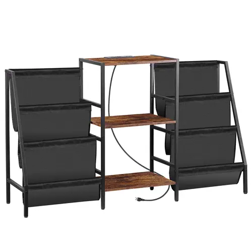 Segawe Freestanding Vinyl Record Player Stand - Steel Console, Thick Oxford Fabric, 3-Tier Plus 6-Shelf Racks Tame LPS, 33lbs/Layer Display Riser, Adjustable Shelf, Shopstyle LP Layout, Retro-Modern Multifunctional Organizer