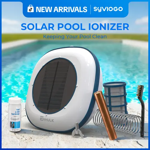 Enhulk 2026 Newest Eco-Friendly Sunlight-Powered Copper Solar Pool Ionizer, Marine Grade Floating Device - Cleans Up to 45,000 Gal, Ideal for In-Ground, Above Ground Pools, Spas, Hot Tubs (Blue)