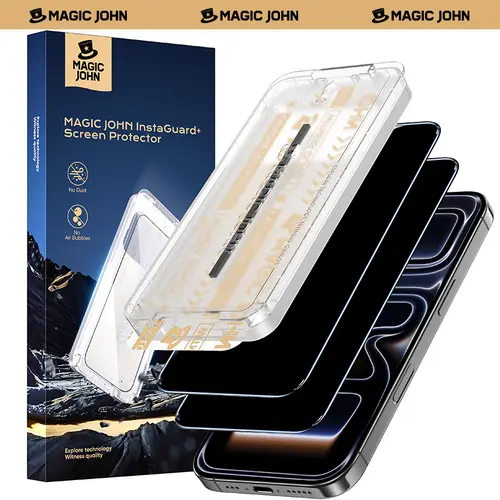 MAGIC JOHN Premium Upgraded Privacy Screen Protector for iPhone & Samsung - Dustproof, Bubble-Free, Ultra-Clear, Shockproof, Protective, Eco-Friendly for Smartphone & Cellphone