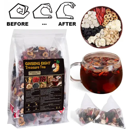 Kidney Tea Formula Ginseng Five Treasure Tea Combination Scented Tea Eight Treasure Tea Red Date Wolfberry Tea Men's Tea Health Tea Mulberry Herbal Formula Health Tea 30bags Organic,sohochic