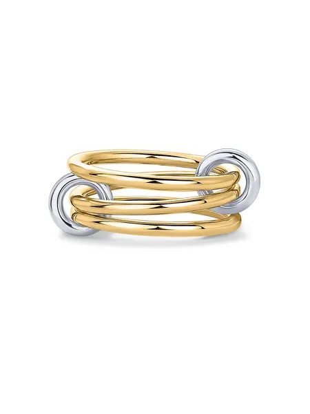 PAVOI 14K Gold Plated Interlocked Stackable Rings for Women - Statement Mixed Metals Multi Ring Stack - Cubic Zirconia Two-Toned Connected Bands Stacking Jewelry