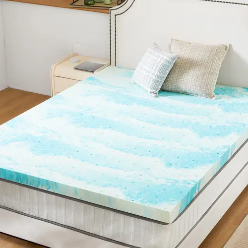 Sweetcrispy Premium Memory Foam Cooling Gel-Infused Full/Twin Size Mattress Topper - Soft, Breathable Supportive Bed Pad, Non-Toxic Polyurethane Foam Bedding Accessory, Breathable Gel Cools You, 24h Expand to Size, Relaxation Padding