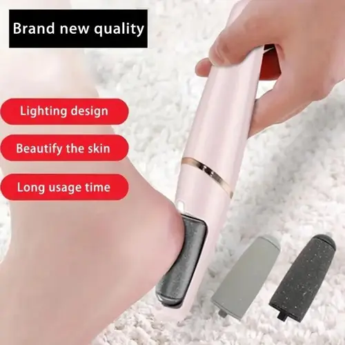 Cordless Electric Nail Care Exfoliator - Rechargeable Gentle Eco-Friendly Nail Supplies Tool with LED Light, Abs-Enhanced Callus Remover for Home & Salon Use, Ideal Gift for Manicure & Pedicure