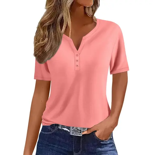ZEAGOO Women's Cute Chic Basic Summer Clothes - Short-Sleeve V-Neck Casual Shirts, Business Dressy Work Blouses