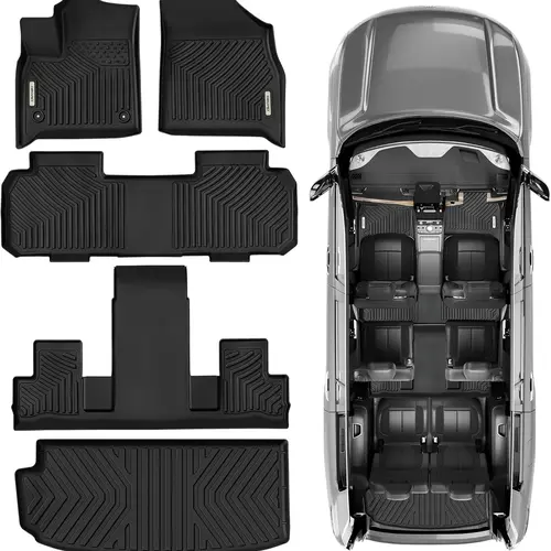 【toolupgrade】YITAMOTOR Floor Mats Fit for 2018-2025 Chevrolet Traverse 7 Seats with 2nd Row Bucket Seats, Custom Fit All Weather Floor Mats Liners 3 Row & Cargo Liner