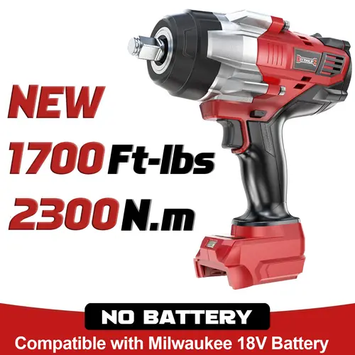 1700Ft-lbs (2300N.m) Cordless Impact Wrench 1/2" Compatible with Milwaukee 18V Battery(No Battery!!), Brushless Impact Gun with 4 Modes & LED Light for Car, Truck Powerful toolupgrade