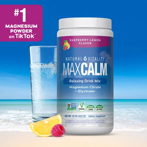 MaxCalm Relaxing Drink Mix - Anti Stress Drink Mix - With Ionic Magnesium Citrate + Glycinate - Raspberry Lemon Flavor - 16 oz (453 g) - 113 Servings