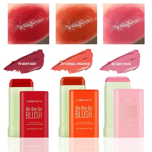 On-the-Go BLUSH Tinted Moisture Stick for Flawless Look - Long Lasting Liquid Blusher with Moisturizing Formula - Natural Shades for Cheeks & Eyes
