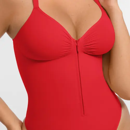 FeelinGirl Seamless Covered Bust Jumpsuit Thong Bodysuit Peach heart collar Fit Womenswear Comfort Shapewear Breathable Comfortable Day Sleeveless Corset Zipper newarrivals SohoChic