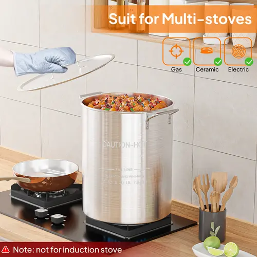 ROVSUN 36/44/50/62/82/102QT Stainless Steel Seafood Boil Pot with Strainer Basket, Lid & Hook, Versatile Stock Pot for Crab, Lobster, Shrimp Boiling, Heavy-Duty Turkey Fryer Pot for Outdoor Cooking & Gatherings Kitchen Cookware