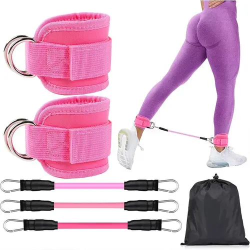 Elastic Ankle Resistance Bands with Cuffs - 1 Set, Lower Body & Leg Workouts Elastic Band for Hip Booty Training, Resistance Training, Workout from Home Gym Accessories,sohochic