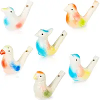 6 Pcs Handcrafted Cute Unisex Ceramic Water Bird Whistles - Colorful Porcelain Wind Musical Toys with Bird Call & Water Sound, Cool Gifts for Kids, Oddities Gifts, Classroom Prizes