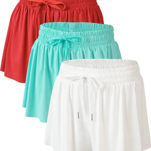 Women's Solid Color Drawstring Fitted Elastic Waistband Shorts, Casual Fashionable Shorts, Casual Pocket Bottoms for Summer, Ladies Clothes for Daily Wear, Cute, Womenswear