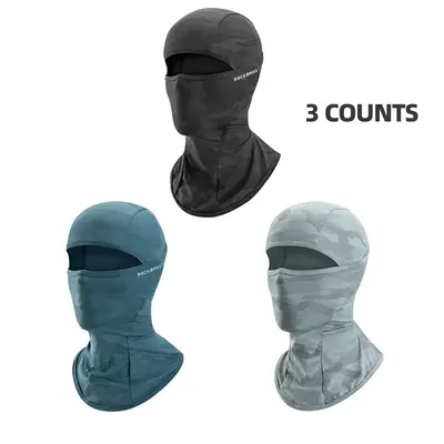 ROCKBROS 3-Pack Balaclava Mask - Cooling Face Mask for Motorcycles, UV Protection, Breathable, Stretch Fit Helmet Liner Accessory for Adults, Gifts for Him, One Size Summer Sports Face Cover