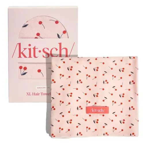 Cherry Print XL Hair Towel Wrap, Quick Dry