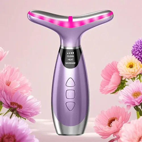 7 Color Facial & Neck Massager, USB Rechargeable Face& Neck Beauty Instrument, Facial Beauty Massagers, Face Sculpting Tool for Women, Neck Beauty Massager for Skin Care at Home, Face Lifting Device, Facial Tools, Portable Beauty Tool